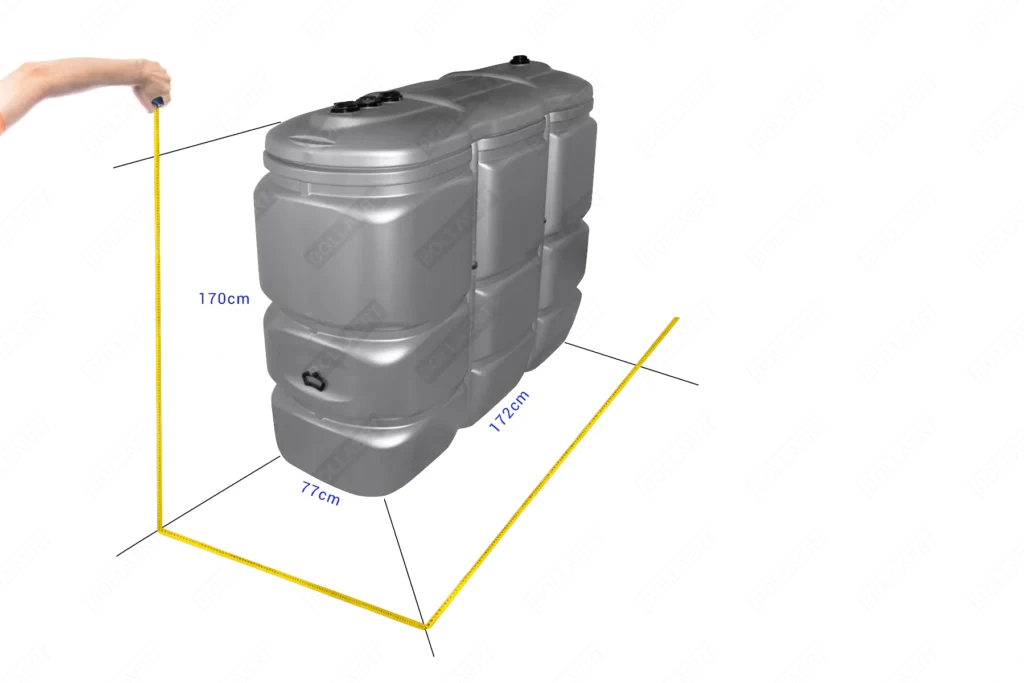 Cuve fuel PE: 4 x 1500L (=6000L) UV résist - jumelage largeur