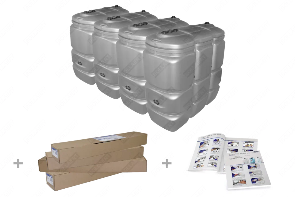 Cuve fuel PE: 4 x 1500L (=6000L) UV résist - jumelage largeur