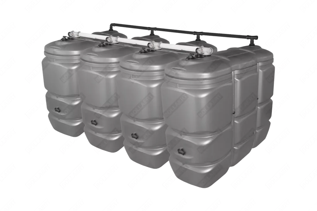 Cuve fuel PE: 4 x 1500L (=6000L) UV résist - jumelage largeur