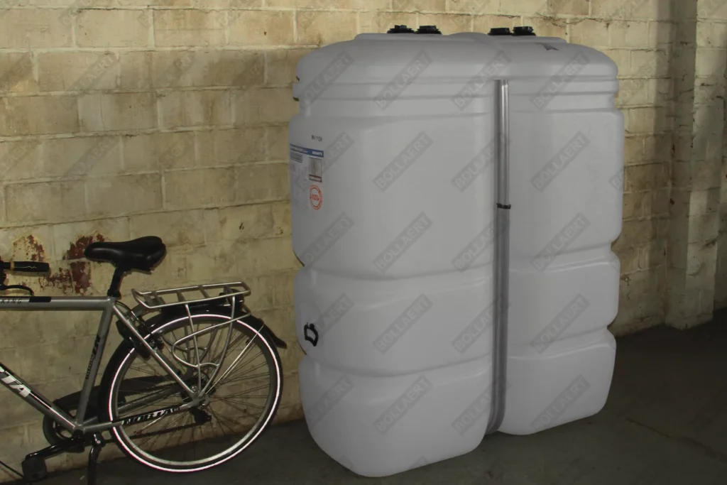 Cuve fioul PE: 2 x 1000L (=2000L) compact - jumelage largeur