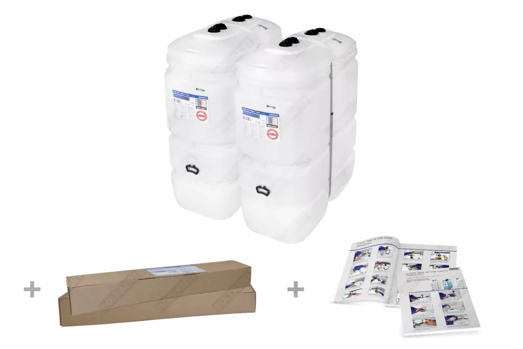 Cuve fioul PE: 2 x 1000L (=2000L) compact - jumelage largeur