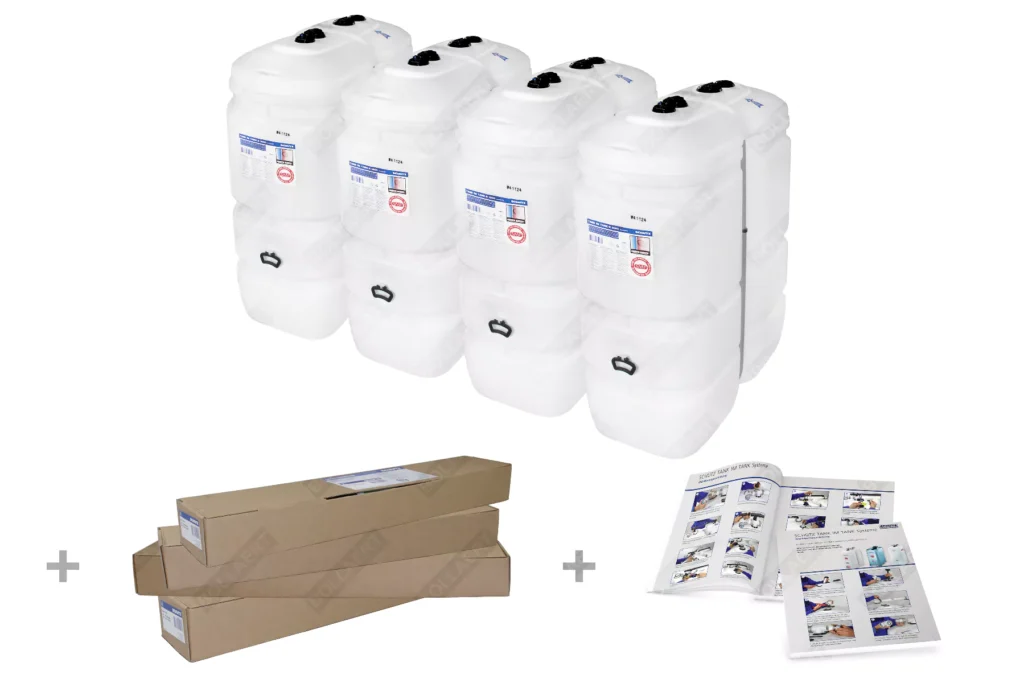 Cuve fioul PE: 4 x 1000L (=4000L) compact - jumelage carré