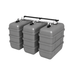 Cuve à fioul à double paroi : 3 x 1500 L (= 4500L) résistante aux UV – jumelage en largeur
